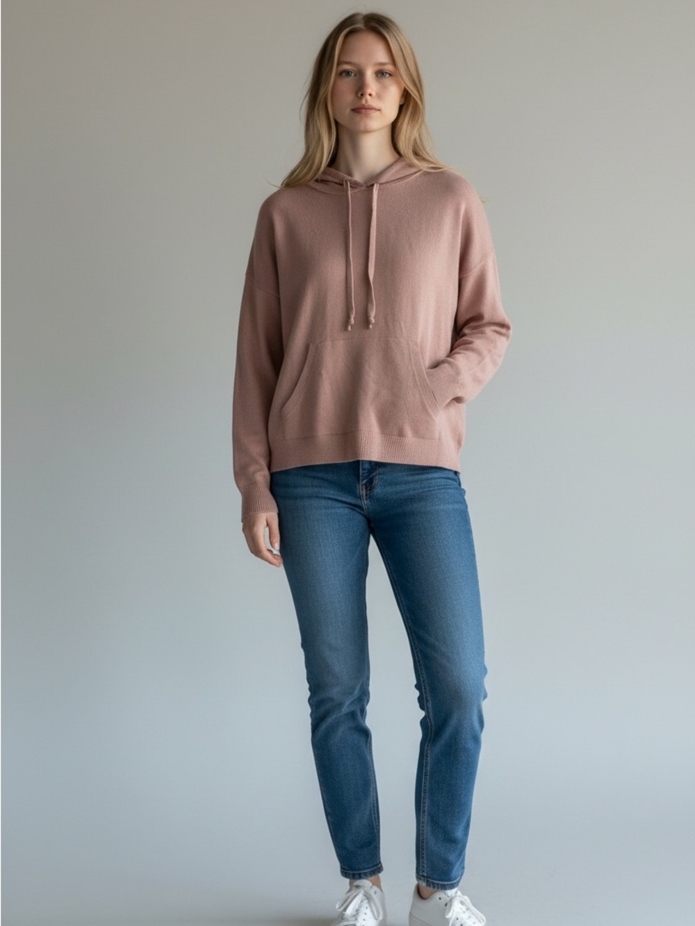 Soho Dusty Rose Hooded Knit Pullover